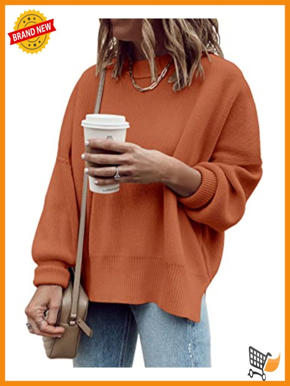 Oversized Ribbed Tunic Sweater Crewneck Long Sleeve Pullover
